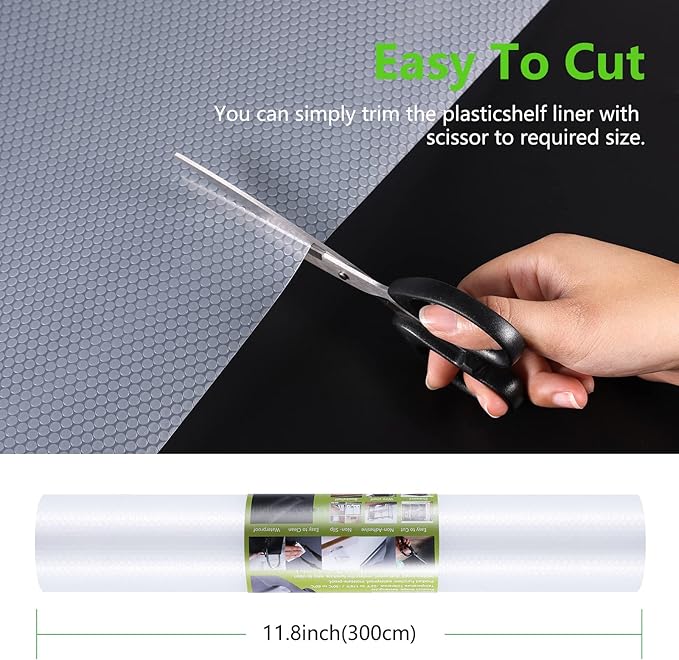Shelf Liners for Kitchen Cabinets Refrigerator Liners Waterproof Kitchen Cupboard Liner Non-Slip Drawer Mats EVA Material Non Adhesive Fridge Mats for Shelves - Clear 17.5 x 236.2 Inches