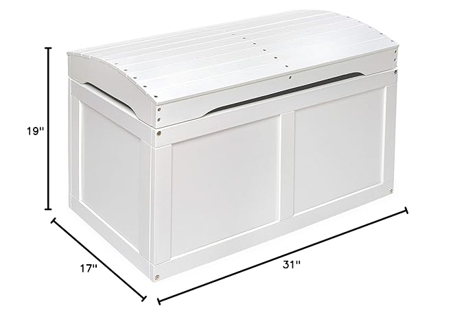 Badger Basket Hardwood Safety Hinge Barrel Top Toy Storage Chest, White (01335)