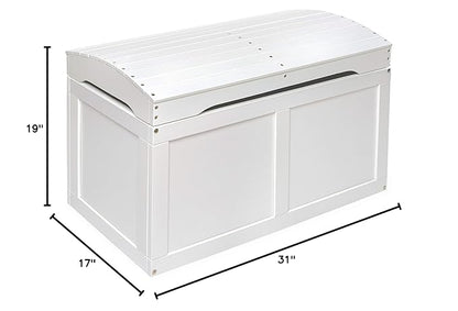 Badger Basket Hardwood Safety Hinge Barrel Top Toy Storage Chest, White (01335)