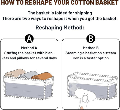 Small Storage Baskets for Organizing | Closet Organizer Bins | Shelf Toy Basket | Woven Rope Baskets | Cube Decorative Box | Shallow Basket | 11.5x7.5x4.7” | 3 Packs Mixed Grey