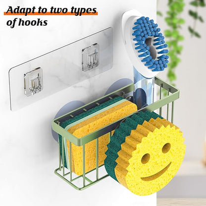 MURLONG Sponge Holder Smiley Face,Sink Caddy,Sink Organizer with 2 Suction Cups/1 Adhesive Strips,Designed for Sponge,Soap,Dish Brush,Scrubber - Green