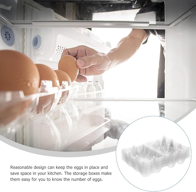 Hemoton 20Pcs Plastic Egg Storage Box with Clear Lid Refrigerator Egg Holder Organizer Countertop Fresh Carrier for Kitchen and Picnic