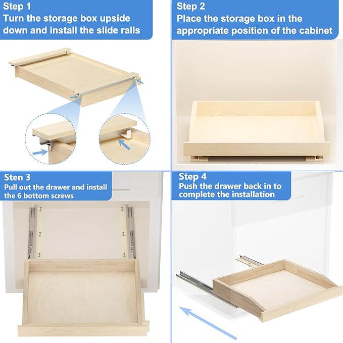 LOVMOR Single Pull Out Organizer 16½”W x 21”D, Soft Close Slide Out Drawer Storage Shelves for Kitchen, Wood Cabinet Shelf Pull-Out Organizer Storage for Base Cabinet