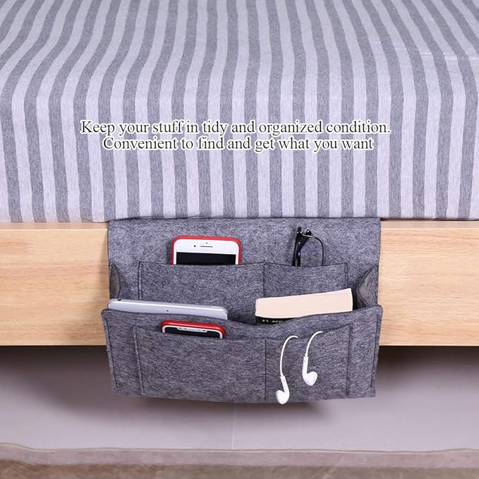 Luxurious Grey Armrest Organizer, Caddy for Sofa, Couch, Chair Armrest, Remote Control, Cell Phone, Book, Magazine, Glasses, Snacks