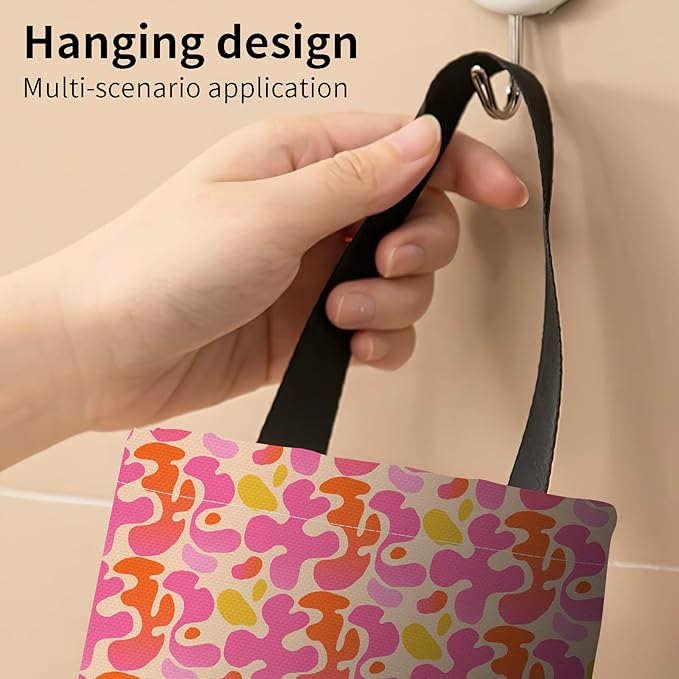 Plastic Bag Holder, Wall Mount Grocery Bag Organizer, Funny Hanging Trash Storage Dispenser for Home Kitchen Cute Red Stripe