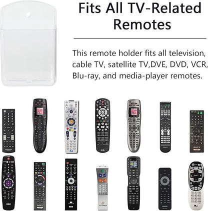 2 Pcs Remote Control Holder Wall Mount, TV Controller Holder, Self Adhesive Remote Holder, Wall Pen Holder Storage Accessories for Home Office School（Clear）