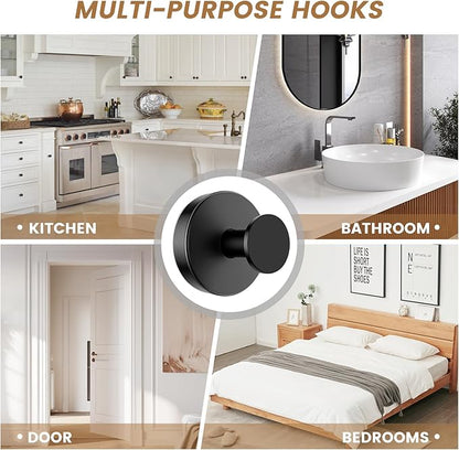 BKV Suction Cup Hooks for Glass Window,Removable Shower Hooks for Inside Shower,Metal Towel Hooks for Bathrooms,4 Pack(Black) | for Glass Window, for Inside Shower, for Bathrooms