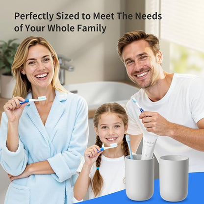 2 PCS Toothbrush Cup 10.5oz Reusable Unbreakable Bathroom Tumbler, Easy to Clean Plastic Bathroom Cup Toothbrush Holder for Bathroom Counter Organizer