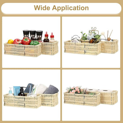 OwnMy Plastic Wicker Hanging Basket for Kitchen, Set of 2 Wall Storage Baskets Hanging Fruit Vegetable Basket for Kitchen Cabinet Pantry Organizing, Bathroom Toilet Paper Storage Baskets Organizers
