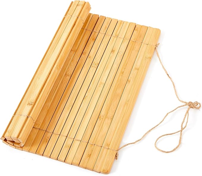 Maxdot Wooden Dish Drying Rack, 17.8 x 16 Inch Roll up Kitchen Over Sink Dish Drying Rack for Dishes, Plates, Bowls, Wooden Cover Counter Space, Crack Resistant Drainer, Kitchen Supplies(Natural)