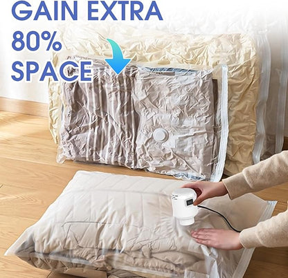 Morecoo Electric Pump for Vacuum Storage Bags Travel Vacuum Pump for Various Vacuum Seal Bags Portable Vacpack Air Pump for Compression Clothing Blanket Luggage White(Storage Bag Not Included)