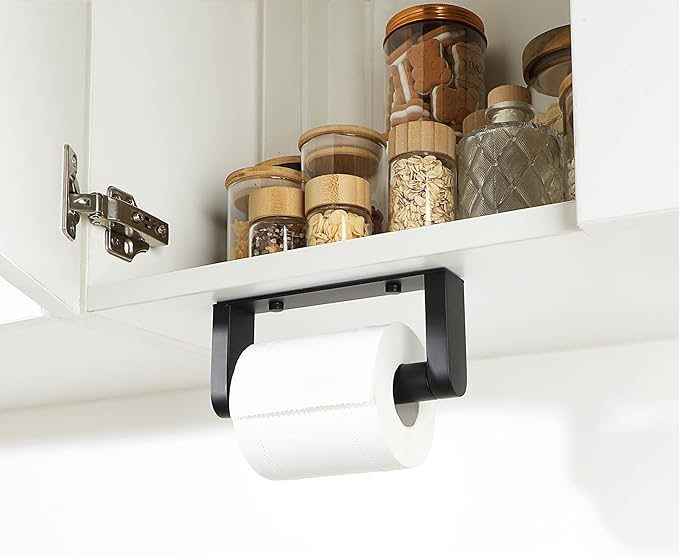 Alise Black Toilet Paper Holder, Double Post Spring Loaded Bathroom Toilet Paper Holder Wall Mount SUS304 Stainless Steel Tissue Holder Toilet Paper Roll Holder for Washroom, RV