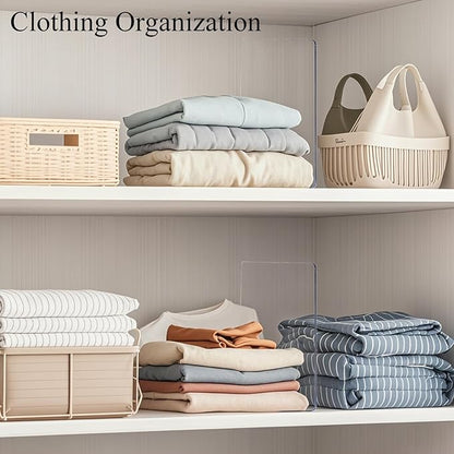 Shelf Dividers for Closet Organization: 12" Tall Acrylic Closet Dividers for Shelves - Clear Free Standing Shelf Separators for Clothing Sweater Purse