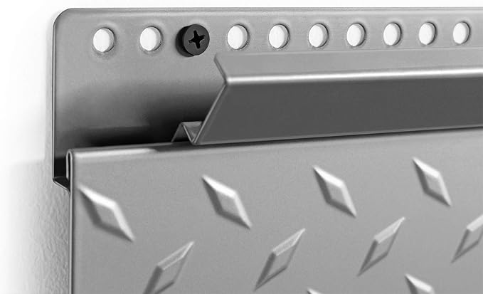 NewAge Products Pro Series 56-Inch x 24.5-Inch Diamond Plate Silver Slatwall Backsplash, Heavy Duty Steel Garage Wall Organizers, 51713