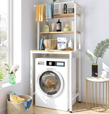 Gdrasuya10 Over The Washer and Dryer Storage Shelves for Laundry Organization, 3 Tier Washing Machine Storage Utility Rack Freestanding Laundry Storage Shelf Organizer Space Save (White)