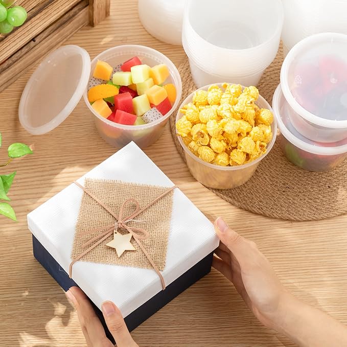 Thenshop 100 Sets Deli Containers with Lids 16 oz Leakproof Disposable Soup Containers plastic Food Storage box with Airtight Lids Round Clear Takeout bowl, Microwave Dishwasher Freezer Safe