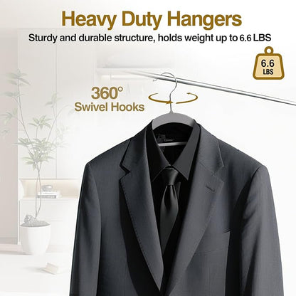 UEAKPIC Plastic Hangers 50 Pack, 16.5 in Heavy Duty Clothes Hangers with 360° Swivel Hook, Non-Slip Bar & 0.2" Ultra-Slim Space-Saving Organizers for Coats, Pants, Suits, Shirts, Light and Dark Gray
