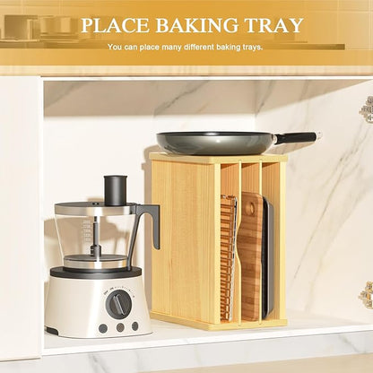 sandpaint 4 Tier Wooden Cabinet Tray Dividers, Kitchen Vertical Baking Sheet Organizer, Storing Pans, Baking Trays, Cutting Board