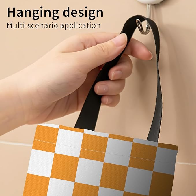 Plastic Bag Holder, Wall Mount Grocery Bag Organizer, Funny Hanging Storage Dispenser for Home Kitchen Cute Checkerboard
