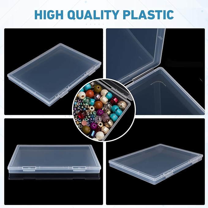 Jetec 6 Pieces Mini Plastic Clear Beads Storage Containers Box for Collecting Small Items, Beads, Jewelry, Business Cards, Game Pieces, Crafts (12.0 x 8.8 x 0.9 Inch)