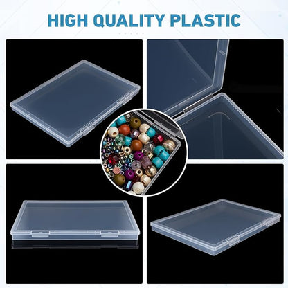 Jetec 6 Pieces Mini Plastic Clear Beads Storage Containers Box for Collecting Small Items, Beads, Jewelry, Business Cards, Game Pieces, Crafts (12.0 x 8.8 x 0.9 Inch)