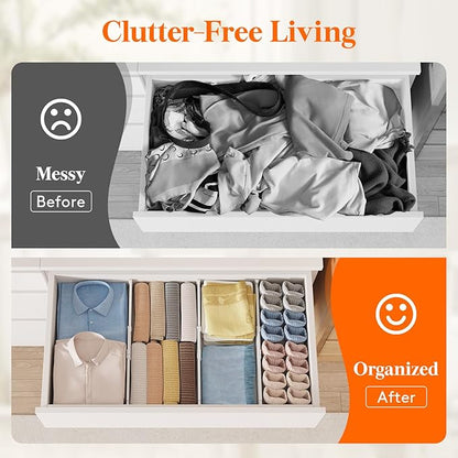 Lifewit 4" High 5 Pack Drawer Dividers, 13.8-22.5" Drawer Divider for Clothes, Adjustable Dresser Drawer Organizers, Plastic Drawers Separators for Clothes, Bedroom, Bathroom, Kitchen, Office