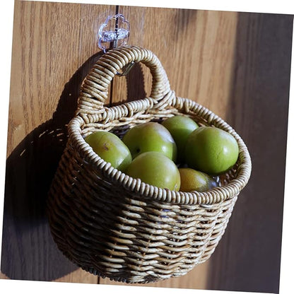 Woven Hanging Storage Basket for Kitchen Decorative Wall Organizer for Garlic Ginger and Eggs Space-saving Design Light for Use