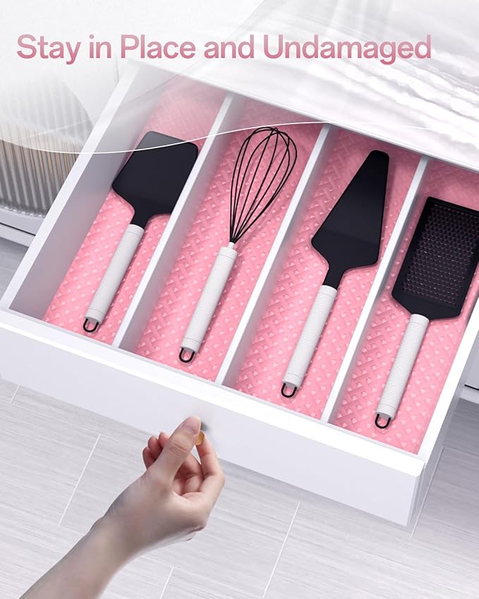 Shelf and Drawer Liner for Kitchen Cabinet, Non-Adhesive 12in x 360in Waterproof Contact Paper Refrigerator Liners Thickened Durable EVA Material Non Slip Mat for Dresser Cupboard Pantry Protector