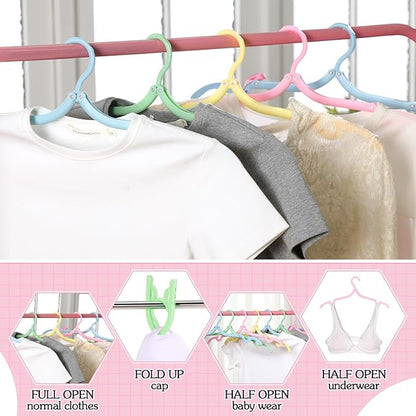 12 Pcs Travel Hangers Cruise Ship Essentials Foldable Portable Plastic Vacation Hangers Non Slip Clothes Drying Rack Travel Accessories for Hotel Dormitory School Laundry(Macaron Color)