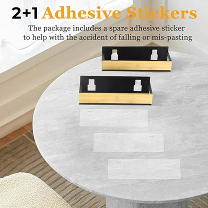 Kitchen Spice Rack Wood: 2 Packs Black Iron and Wooden Adhesive Wall Mount - 11.8" Large Hanging Storage Organizer Cabinet Without Drilling for Smooth Wall