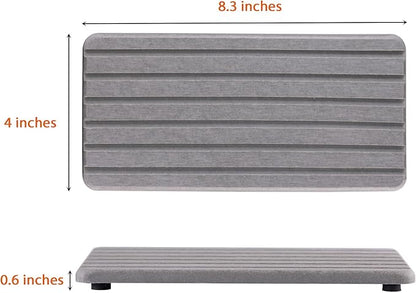 2 PCS Water Absorbent diatomite Coasters, 8.3" x 4" Water Absorbing Stone Tray for Sink, Stone Drying mat for Kitchen Counter, Stone soap Tray Used for Hand Soaps & toiletries & Plants