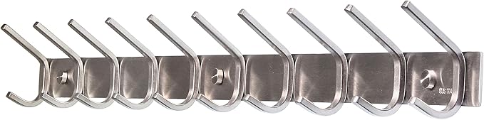 WEBI Coat Rack Wall Mount,10 Coat Hooks for Hanging Coats,30 Inch Stainless Steel 304 Coat Hanger Wall Mounted Hook Rack Rail for Clothes,Jacket,Brushed Nickel