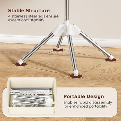Abiglifty Rotatable and Foldable Clothes Drying Rack, Space Saving Free Standing Laundry Drying Rack for Indoor, Balcony, 2 Layer