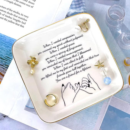 PUDDING CABIN Friend Birthday Gifts for Women Ring Trinket Dish You are Friends for a Lifetime Inspirational Friendship Gifts for Women Sister Her BFF Bestie Coworkers Female