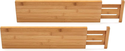 Lipper International 8897 Bamboo Wood Custom Fit Adjustable Deep Kitchen Drawer Dividers, Set of 2