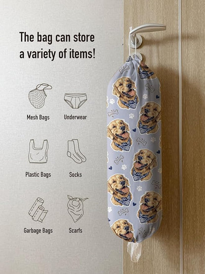 Hglian Dog Plastic Bag Holder,Golden Retriever Grocery Bag Holder Storage Organizer for Kitchen Extra Large