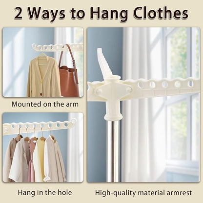 Clothes Drying Rack,Dry Rack for Clothes 33-68 Inch Stainless Steel Heavy-Duty Tripod Base Space-Saving Collapsable 3 Rotatable Arms
