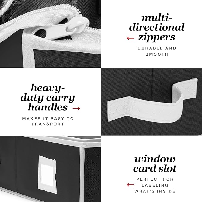 Premium Wrapping Paper Organizer Storage | Gift Wrap Holder With Extra Pockets for Christmas Decorations, Reinforced Handles, Heavy Duty, Ultra-Durable, Tear-Proof Fabric - Fits Up to 27 Rolls (Black)
