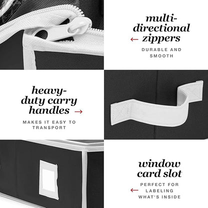Premium Wrapping Paper Organizer Storage | Gift Wrap Holder With Extra Pockets for Christmas Decorations, Reinforced Handles, Heavy Duty, Ultra-Durable, Tear-Proof Fabric - Fits Up to 27 Rolls (Black)