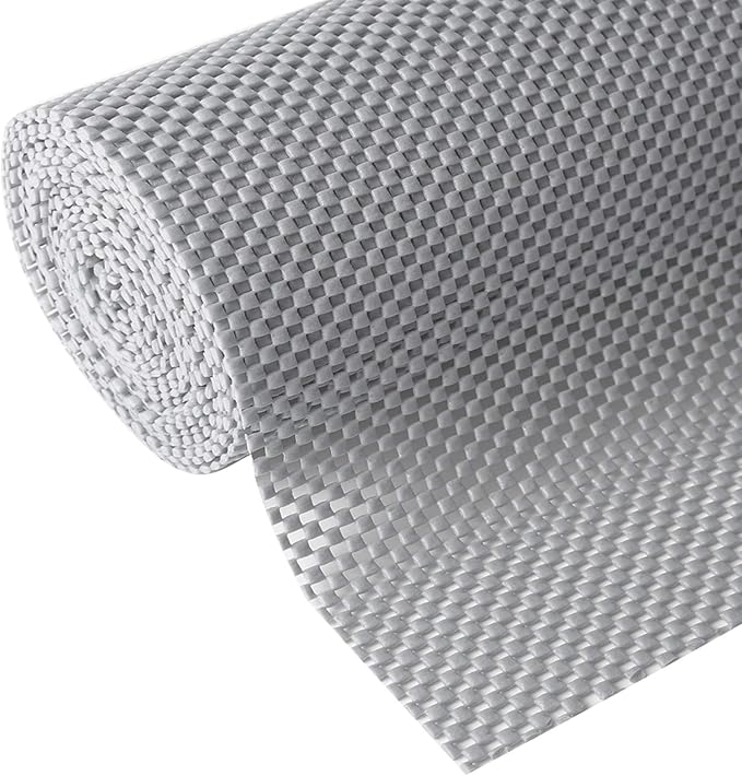 Shelf and Drawer Liner for Kitchen Cabinets Non-Adhesive, Non Slip Durable Strong Clean Long Size 12 Inches X 10 Feet, Shelves, Cabinets, Storage, Kitchen and Desks, Light Gray