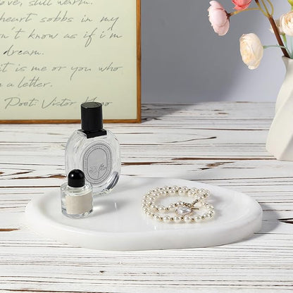 BCS Marble Jewelry Tray Trinket Dish, Decorative Cloud Vanity Key Tray for Women, Perfume Ring Holder Dish for Ring Earring, Cute Jewelry Plate Bowl Aesthetic Room Decor（White）