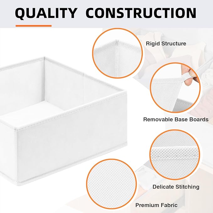 Criusia Drawer Organizer Clothes 12 Pack - Dresser Organizer Bins for Closet Bedroom Nursery Organization- Drawer Organizer Divider for Sock Underwear Bra Baby Clothes - Dorm Room Essentials (White)