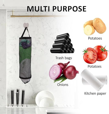 8PCS Door Hanging Plastic Bag Holder with 2PCS Hooks, Grocery Bag Storage Dispensers Black