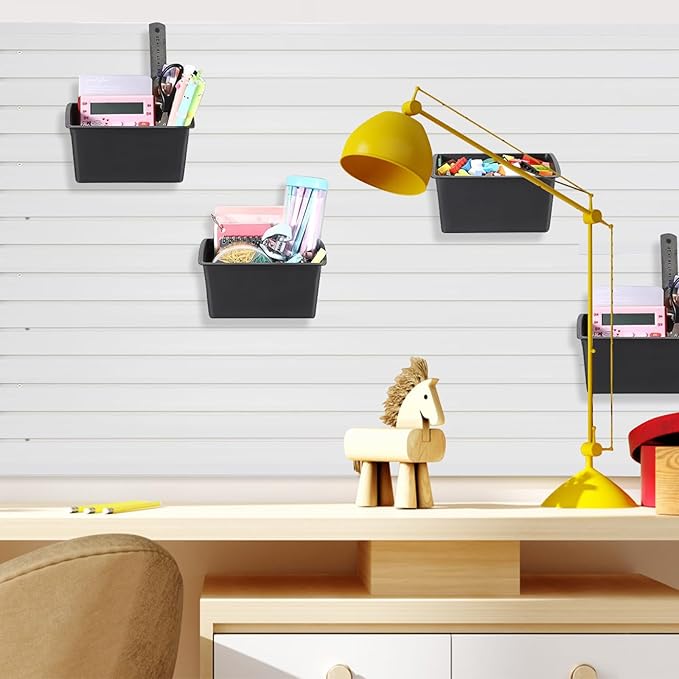 20PCS Acoustic Wall Storage Box Slatwall Organizer for Garage, Storage Bins for Storing Accessories Compatible With Acoustic Wall/ Slatwall/ Perforated wall