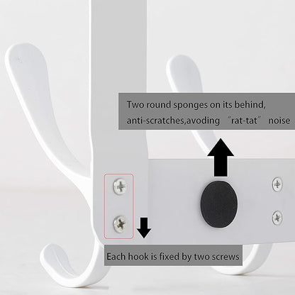 WEBI Over The Door Hook 5 Coat Hooks,Over The Door Towel Rack,Door Hanger Coat Rack Towel Hanger for Hanging Coats,Clothes,Back of Bathroom,White