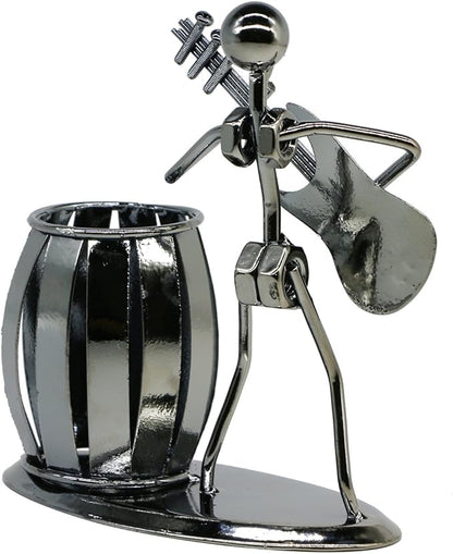 Pen Holder for Desk, Guitar Style Pencil Holder for Men Gifts, Cute Metal Pen Cup for Office Decor Desktop Organizer Desk Accessories