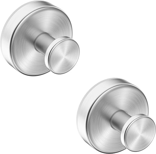 Suction Cup Hooks for Shower,Removable No Drill Towel Hooks,Upgraded 15 lbs Strong Suction hooks for Bathroom Tile,Shower Wall,Glass Door,Kitchen-Loofah,Coat,Stainless Waterproof-Silver 2 Pcs