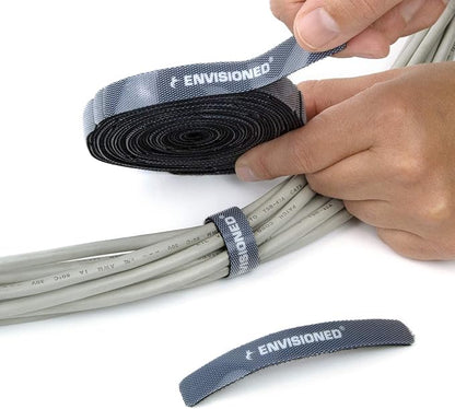 Reusable Cable Ties 1/2" x 6" Self-Gripping Strips Ready to Use Precut Straps for Cable Management and Organizing Cords 50 Pack (Black)