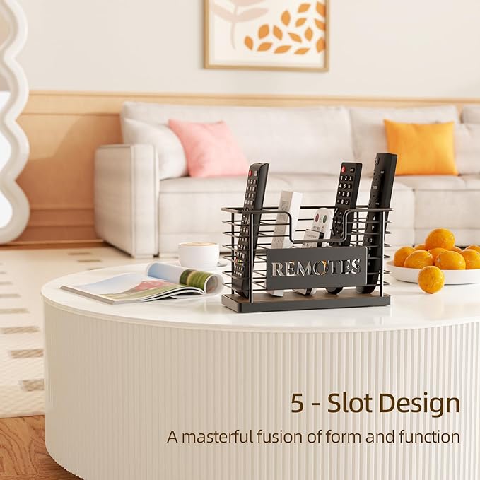 Remote Control Holder, 5-Slot TV Remote Holder Wall Mount, Universal Remote Caddy Large Size Design for Wall Table Living Room Bedroom, Easy Installation