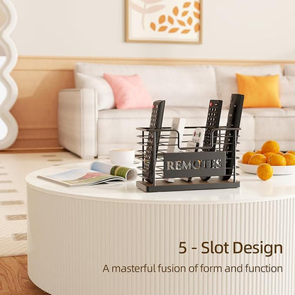 Remote Control Holder, 5-Slot TV Remote Holder Wall Mount, Universal Remote Caddy Large Size Design for Wall Table Living Room Bedroom, Easy Installation